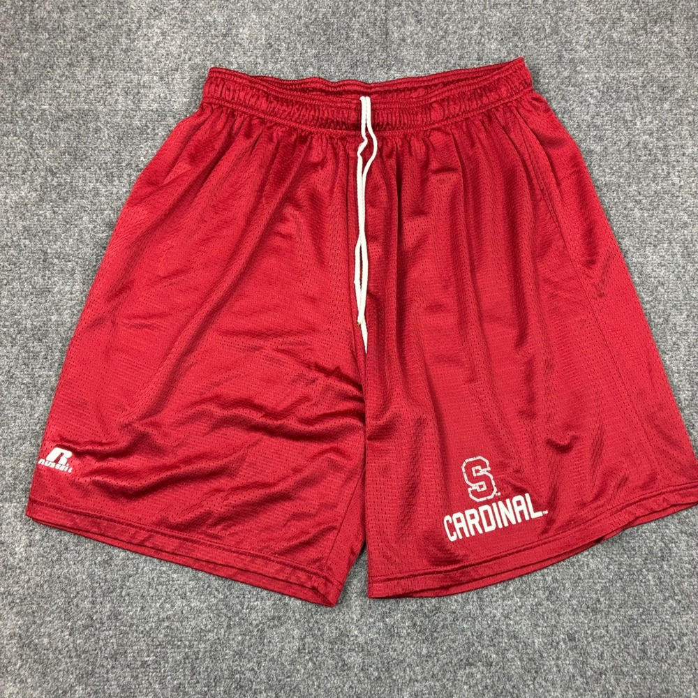 Russell Athletic Stanford Cardinal Red Mesh Gym Shorts Mens Size XL Drawstring